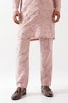 Shop_Son of A Noble Snob_Pink Linen Embroidery Pintuck Printed Kurta Set _Online_at_Aza_Fashions