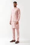 Buy_Son of A Noble Snob_Pink Linen Madox Branch Bundi Set _Online_at_Aza_Fashions