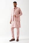 Shop_Son of A Noble Snob_Pink Linen Madox Branch Bundi Set _Online_at_Aza_Fashions
