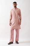 Son of A Noble Snob_Pink Chanderi Silk Printed Kurta Set _Online_at_Aza_Fashions