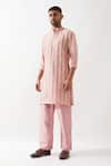 Shop_Son of A Noble Snob_Pink Chanderi Silk Printed Kurta Set _Online_at_Aza_Fashions