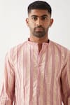 Buy_Son of A Noble Snob_Pink Chanderi Silk Printed Kurta Set 