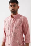 Son of A Noble Snob_Pink Silk, Beads, Cut Work Hand Embroidered Kurta Set _Online_at_Aza_Fashions