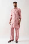 Buy_Son of A Noble Snob_Pink Silk, Beads, Cut Work Hand Embroidered Kurta Set _at_Aza_Fashions