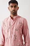 Shop_Son of A Noble Snob_Pink Silk, Beads, Cut Work Hand Embroidered Kurta Set _Online_at_Aza_Fashions