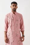Shop_Son of A Noble Snob_Pink Silk, Beads, Cut Work Hand Embroidered Kurta Set 