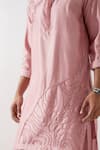 Shop_Son of A Noble Snob_Pink Chanderi Silk Beads Hand Embroidered Kurta Set 