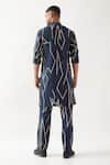 Shop_Son of A Noble Snob_Navy Linen Printed Slim Fit Kurta Set _at_Aza_Fashions