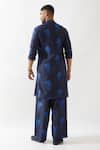Shop_Son of A Noble Snob_Navy Linen Printed Kurta Set _at_Aza_Fashions
