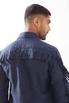 Son of A Noble Snob_Navy Linen Fringe Eros Kurta Set _at_Aza_Fashions