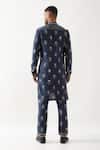 Shop_Son of A Noble Snob_Navy Linen Slate Stamp Kurta Set _at_Aza_Fashions