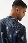 Shop_Son of A Noble Snob_Navy Linen Slate Stamp Kurta Set 