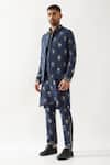 Shop_Son of A Noble Snob_Navy Linen Madox Stamp Bundi Set _Online_at_Aza_Fashions