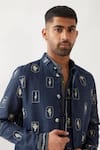 Son of A Noble Snob_Navy Linen Madox Stamp Bundi Set _Online