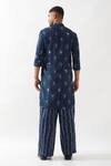 Shop_Son of A Noble Snob_Navy Tencel, Satin Embroidery Zeph Stamp Kurta Set _at_Aza_Fashions