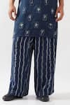 Shop_Son of A Noble Snob_Navy Tencel, Satin Embroidery Zeph Stamp Kurta Set _Online_at_Aza_Fashions