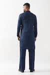 Shop_Son of A Noble Snob_Navy Tencel, Satin Sequins, Beads Hand Embroidered Kurta Set _at_Aza_Fashions