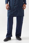 Son of A Noble Snob_Navy Tencel, Satin Sequins, Beads Hand Embroidered Kurta Set _Online_at_Aza_Fashions