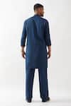 Shop_Son of A Noble Snob_Navy Tencel, Satin Cut Work, Embroidery Hand Kurta Set _at_Aza_Fashions