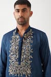 Buy_Son of A Noble Snob_Navy Tencel, Satin Cut Work, Embroidery Hand Kurta Set 