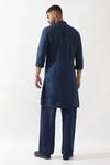 Shop_Son of A Noble Snob_Navy Tencel, Satin Beads, Embroidery Hand Kurta Set _at_Aza_Fashions