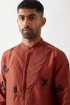 Buy_Son of A Noble Snob_Maroon Silk Beads, Embroidery Dupion Kurta Set _Online_at_Aza_Fashions
