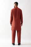 Shop_Son of A Noble Snob_Maroon Silk Beads, Embroidery Dupion Kurta Set _at_Aza_Fashions