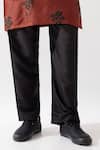 Buy_Son of A Noble Snob_Maroon Silk Embroidery Printed Kurta Set _Online_at_Aza_Fashions