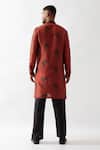Shop_Son of A Noble Snob_Maroon Silk Embroidery Printed Kurta Set _at_Aza_Fashions