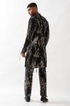 Shop_Son of A Noble Snob_Black Linen Slim Fit Printed Kurta Set _at_Aza_Fashions