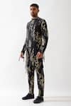 Buy_Son of A Noble Snob_Black Linen Slim Fit Printed Kurta Set _Online_at_Aza_Fashions