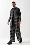 Son of A Noble Snob_Black Linen Zane Regal Bundi Set _Online_at_Aza_Fashions