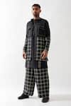 Shop_Son of A Noble Snob_Black Linen Zane Regal Bundi Set _Online_at_Aza_Fashions