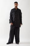 Buy_Son of A Noble Snob_Black Linen Eros Kurta Set _at_Aza_Fashions