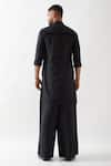 Shop_Son of A Noble Snob_Black Linen Basket Weave Kurta Set _at_Aza_Fashions
