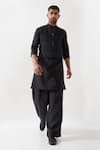 Buy_Son of A Noble Snob_Black Linen Basket Weave Kurta Set _at_Aza_Fashions
