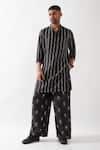 Buy_Son of A Noble Snob_Black Silk Irvin Vine Kurta Set _at_Aza_Fashions