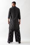 Shop_Son of A Noble Snob_Black Silk Irvin Vine Kurta Set _at_Aza_Fashions