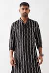 Son of A Noble Snob_Black Silk Irvin Vine Kurta Set _at_Aza_Fashions