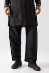 Son of A Noble Snob_Black Silk Glitter Hand Embroidered Kurta Set _Online_at_Aza_Fashions