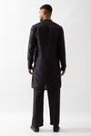 Shop_Son of A Noble Snob_Black Silk Glitter Hand Embroidered Kurta Set _at_Aza_Fashions