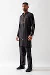 Buy_Son of A Noble Snob_Black Silk Glitter Hand Embroidered Kurta Set _Online_at_Aza_Fashions