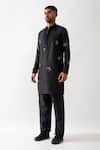 Son of A Noble Snob_Black , Satin Beads, Cut Work Hand Embroidered Kurta Set _Online_at_Aza_Fashions