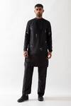 Buy_Son of A Noble Snob_Black , Satin Beads, Cut Work Hand Embroidered Kurta Set _Online_at_Aza_Fashions