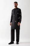 Buy_Son of A Noble Snob_Black , Satin Beads, Cut Work Hand Embroidered Kurta Set _at_Aza_Fashions