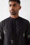 Son of A Noble Snob_Black , Satin Beads, Cut Work Hand Embroidered Kurta Set _at_Aza_Fashions