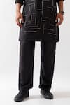 Son of A Noble Snob_Black Silk Cut Work, Beads Hand Embroidered Kurta Set _Online_at_Aza_Fashions