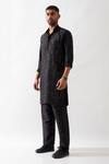 Buy_Son of A Noble Snob_Black Silk Cut Work, Beads Hand Embroidered Kurta Set _Online_at_Aza_Fashions