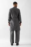 Shop_Son of A Noble Snob_Gray Silk, Embroidery, Mirrors Hand Kurta Set _at_Aza_Fashions