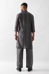 Shop_Son of A Noble Snob_Gray Chanderi Silk Printed Kurta Set _at_Aza_Fashions